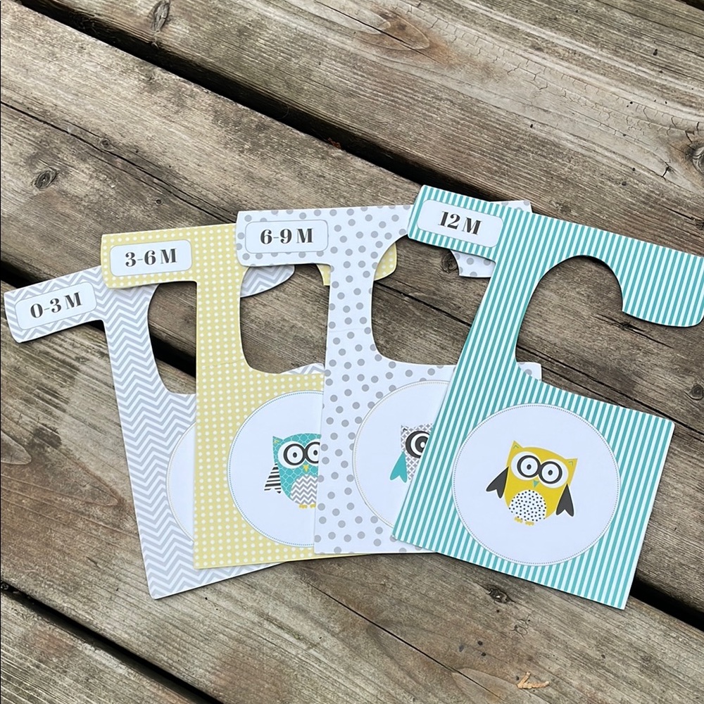 FREE W/ PURCHASE Baby Clothing Closet Hanging Tags Size 0-3M, 3-6M, 6-9M, 12M